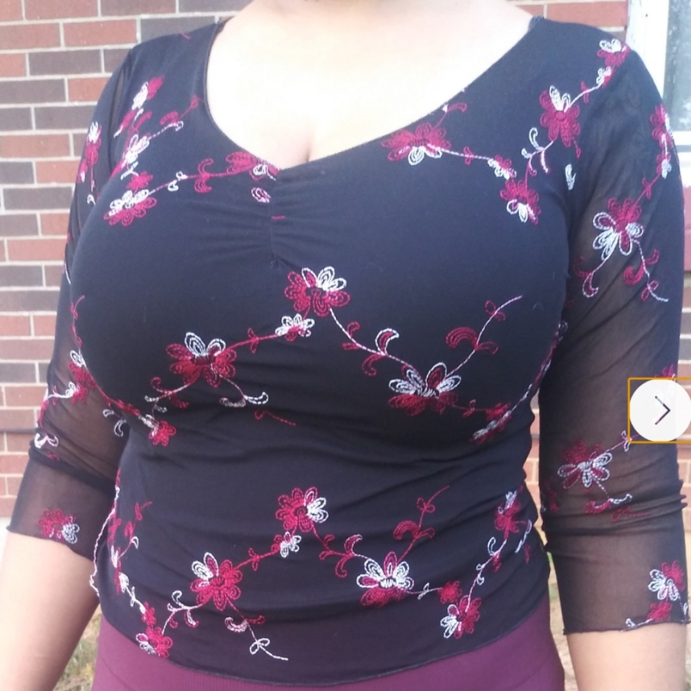 Sheer 3/4 sleeve blouse